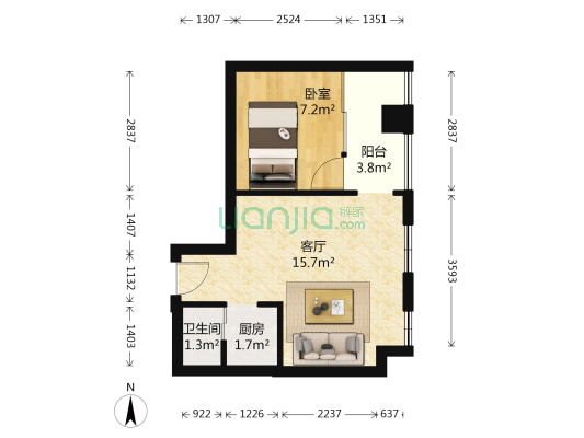 金濠大厦 1室1厅1卫 39平方