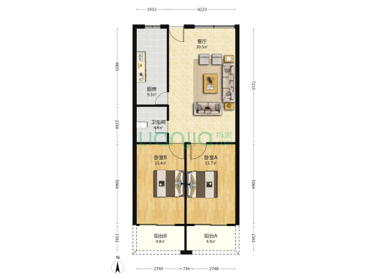 高华公寓 2室1厅1卫 115平方