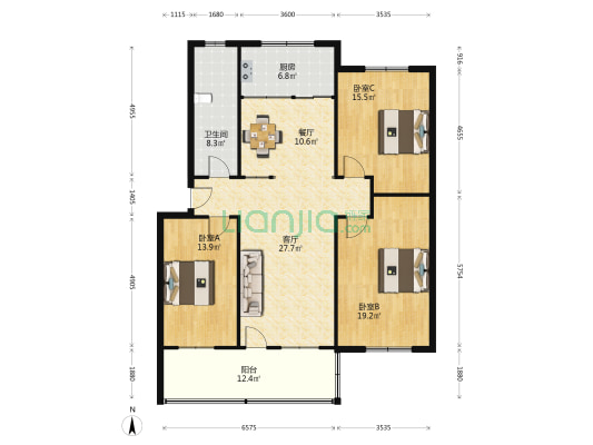 运管所小区 3室2厅1卫 135平方