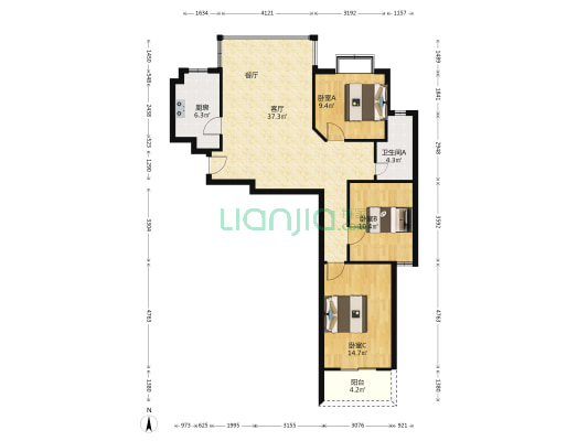 春风苑一区 3室1厅1卫 102平方