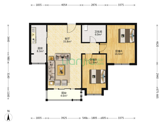 花语东轩 2室1厅1卫 101平方
