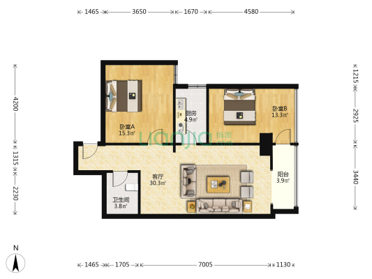 建工时代 2室1厅1卫 97平方