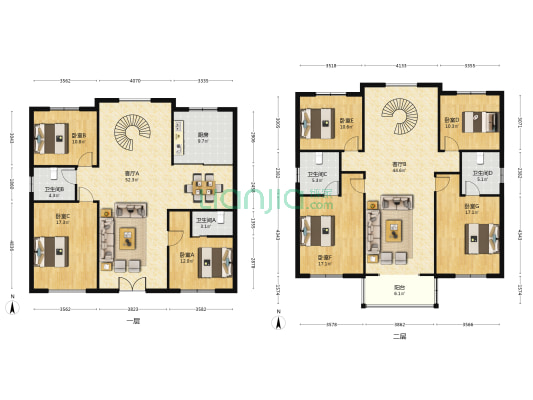华阳中心苑 7室2厅4卫 260平方