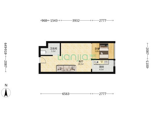 恒大中央公园 1室1厅1卫 52平方