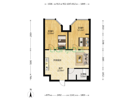 新棕北 2室1厅1卫 75平方