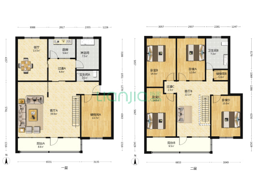 浏河乡家属楼 4室3厅3卫 227平方