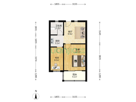 缤纷小区 2室1厅1卫 51平方