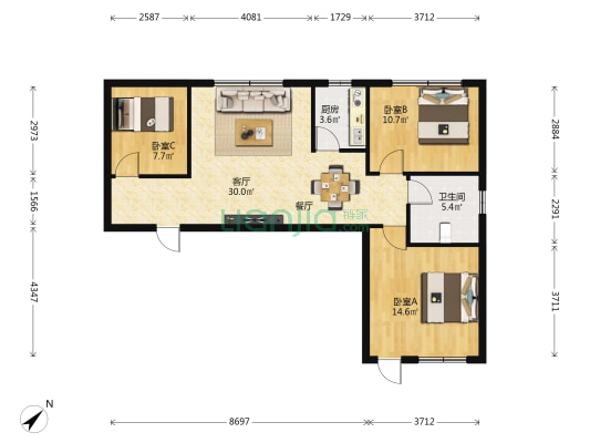 双竹街74号 3室1厅1卫 89平方