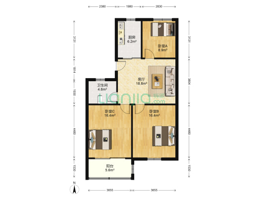 营东菜场 3室1厅1卫 97平方