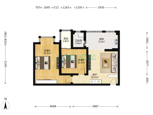 五星小区 2室1厅1卫 78平方