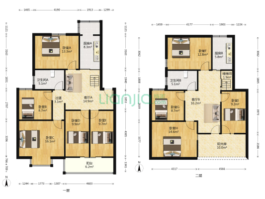 学士府 9室2厅2卫 117平方