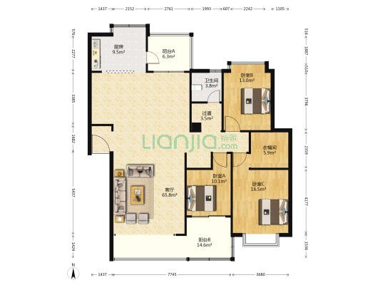 滇池星城星茴湾 3室1厅1卫 157平方