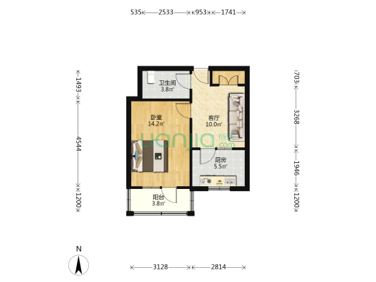 西固区人民政府家属院 1室1厅1卫 46平方