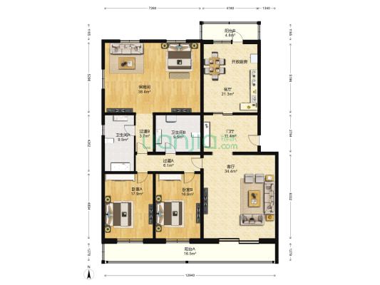 南华园四区 2室2厅2卫 230平方