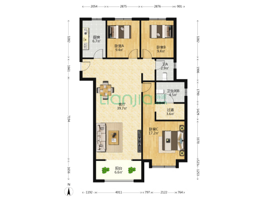 中冶德贤华府 3室1厅2卫 145平方