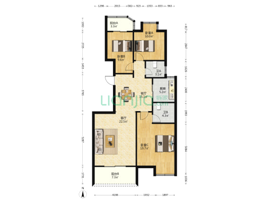 隆溪玫瑰园 3室2厅2卫 122平方