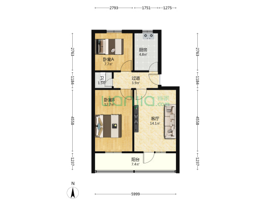兰州化物所科化小区二区 2室1厅1卫 47平方