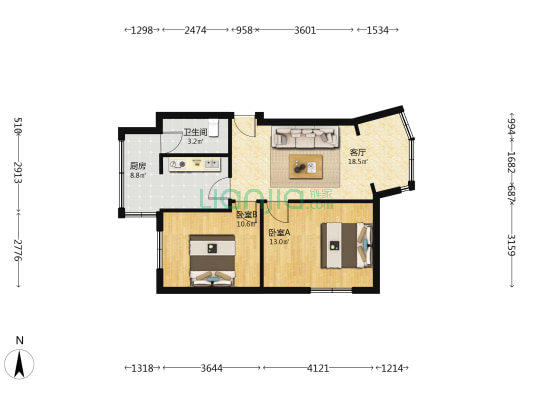 省委机关平安小区 2室1厅1卫 68平方