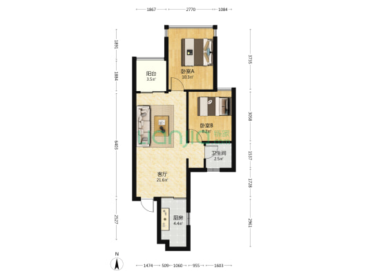 盛邦双悦湾 2室1厅1卫 67平方