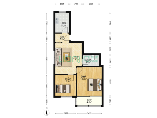 东关小区C区 2室1厅1卫 64平方