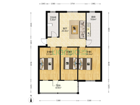 文化馆家属院 3室1厅1卫 98平方