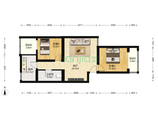 佳和园老区 2室1厅1卫 75平方