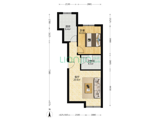 中国铁建樾府国际 1室1厅1卫 60平方