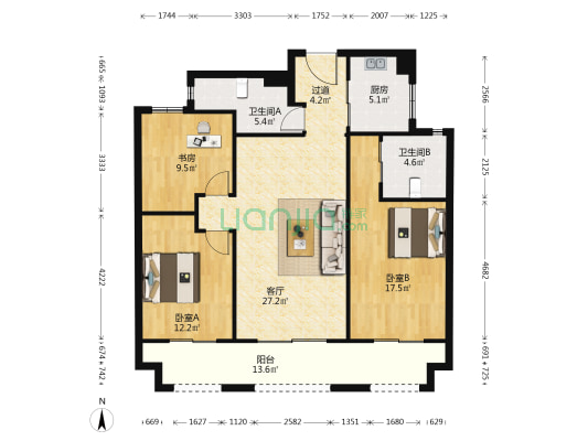 中梁悦府（花好悦园） 3室1厅2卫 125平方