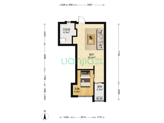 天怡花园 1室1厅1卫 36平方