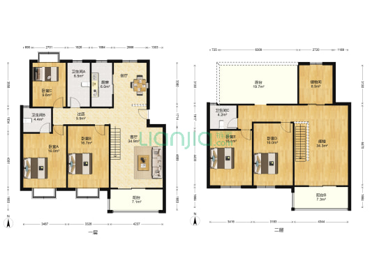翰林花园北区 5室1厅3卫 210平方