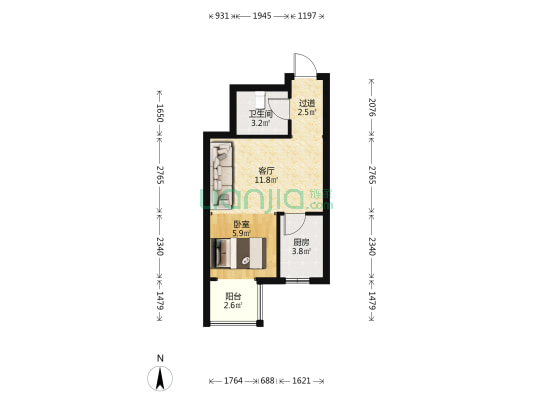 天悦名苑 1室1厅1卫 47平方