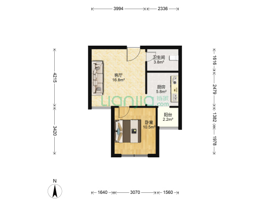 龙顺园 1室1厅1卫 58平方