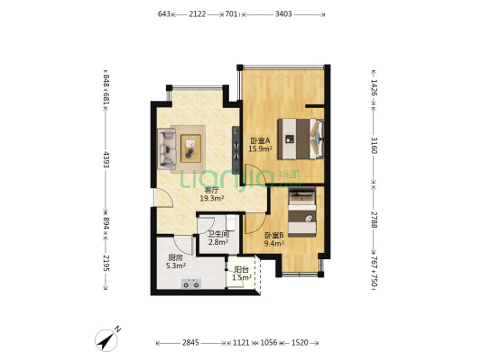 金泉阳光景新苑 2室1厅1卫 61平方