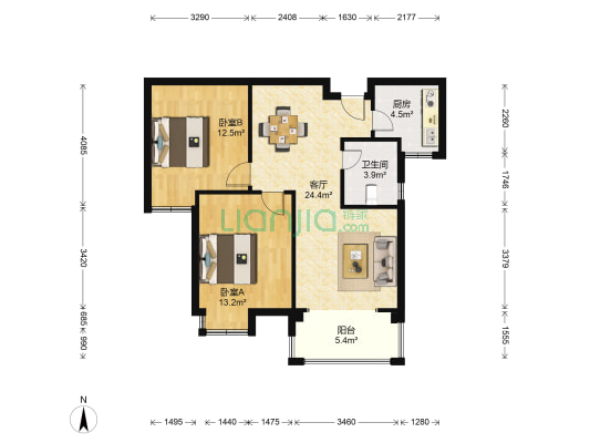莲花湖三期 2室1厅1卫 88平方