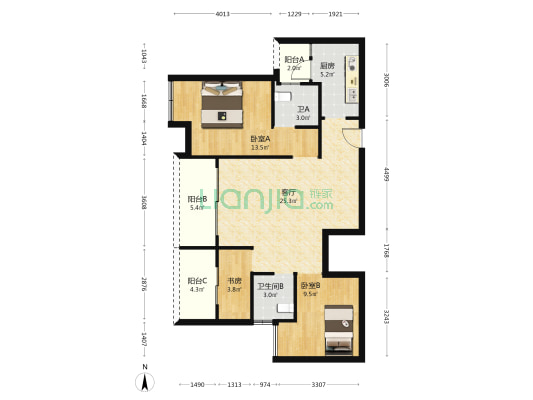 宸德公馆 3室1厅2卫 97平方
