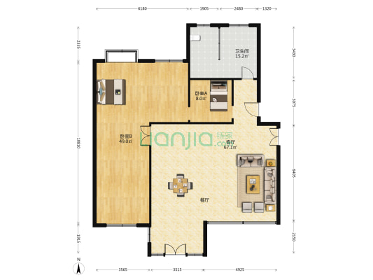 久久思达二期 2室1厅1卫 162平方