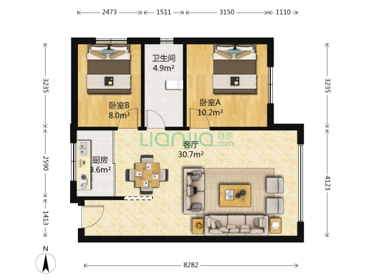 轴承花园 2室1厅1卫 73平方