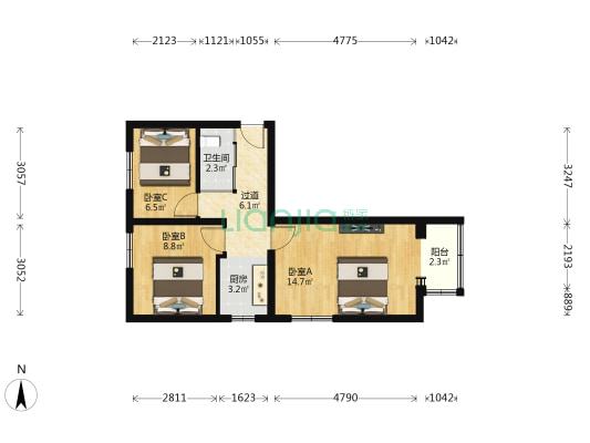 和平里中街 3室0厅1卫 56平方