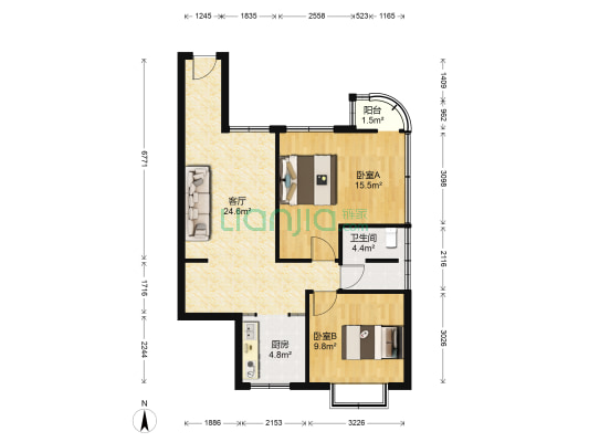 希真大厦 2室1厅1卫 83平方