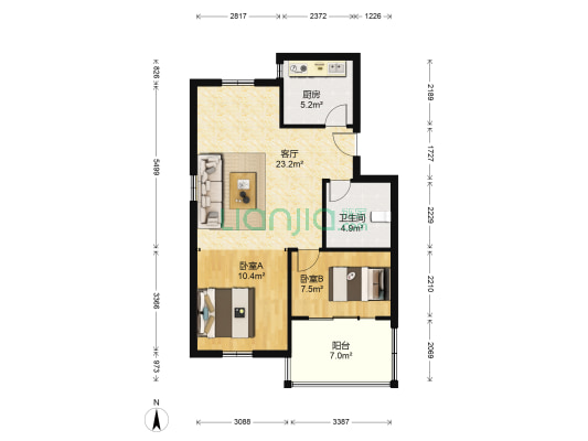 新佳园 2室1厅1卫 40平方