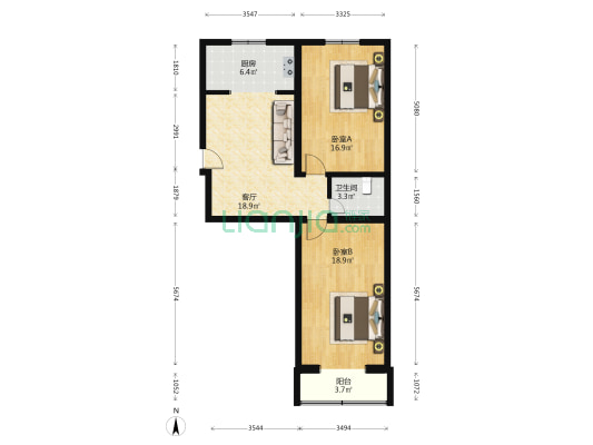 方家村 2室1厅1卫 90平方