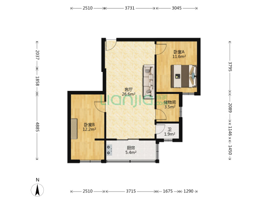 榴苑路23号 2室1厅1卫 86平方