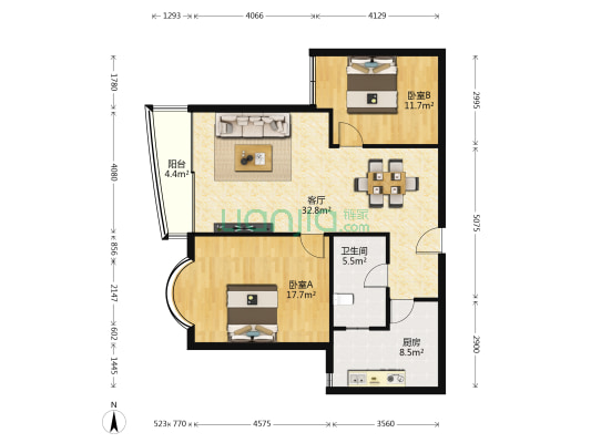 贵龙园 2室1厅1卫 98平方