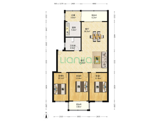 南丰街9号 3室2厅1卫 116平方