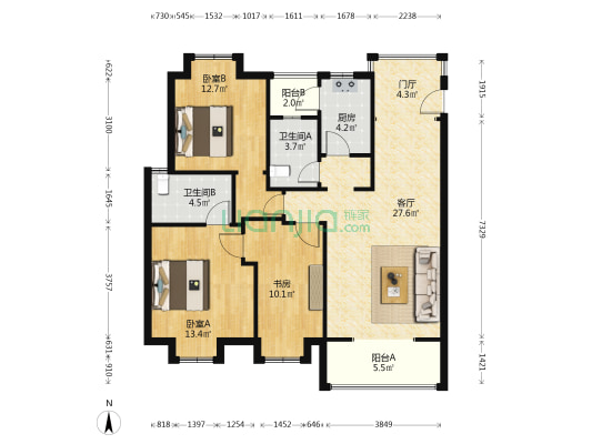 观澜云座 3室1厅2卫 103平方