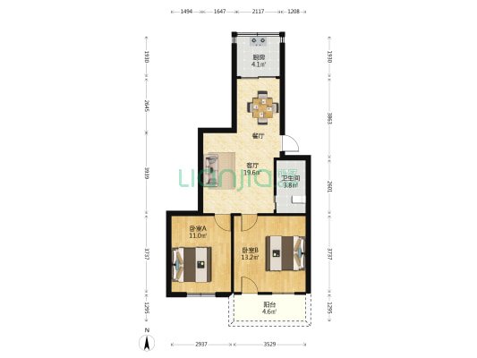 省立医院宿舍 2室1厅1卫 72平方