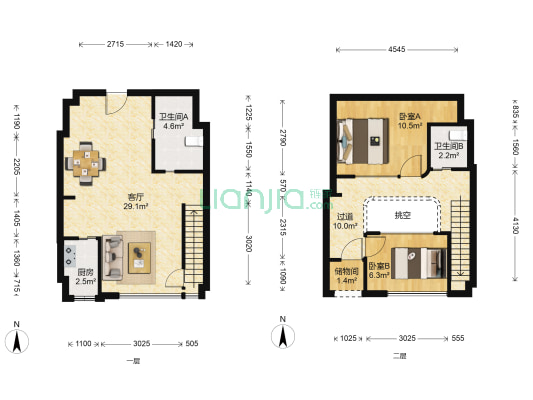 五彩城SOHO 2室1厅2卫 61平方