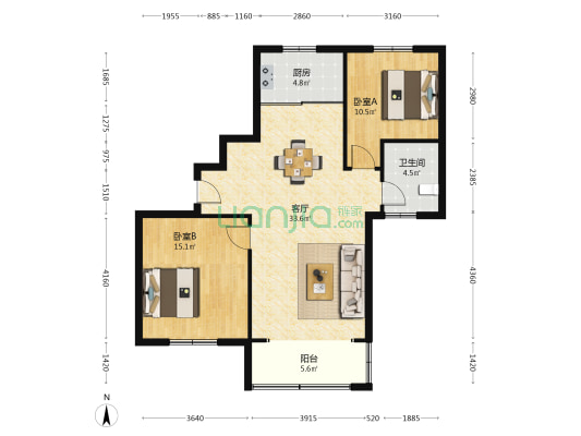 和鑫花园三村 2室1厅1卫 110平方