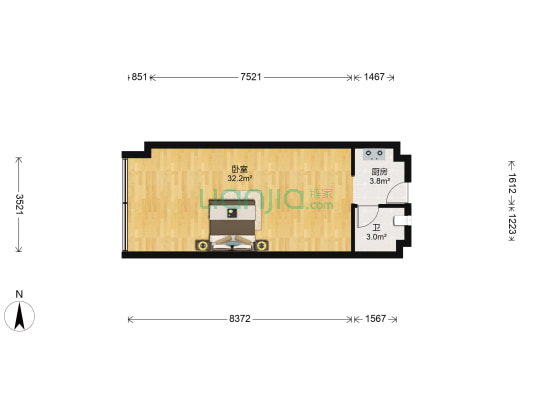 金之岛城市广场住宅 1室0厅1卫 60平方