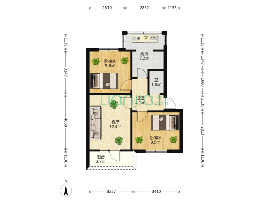 红菱路285号 2室1厅1卫 57平方